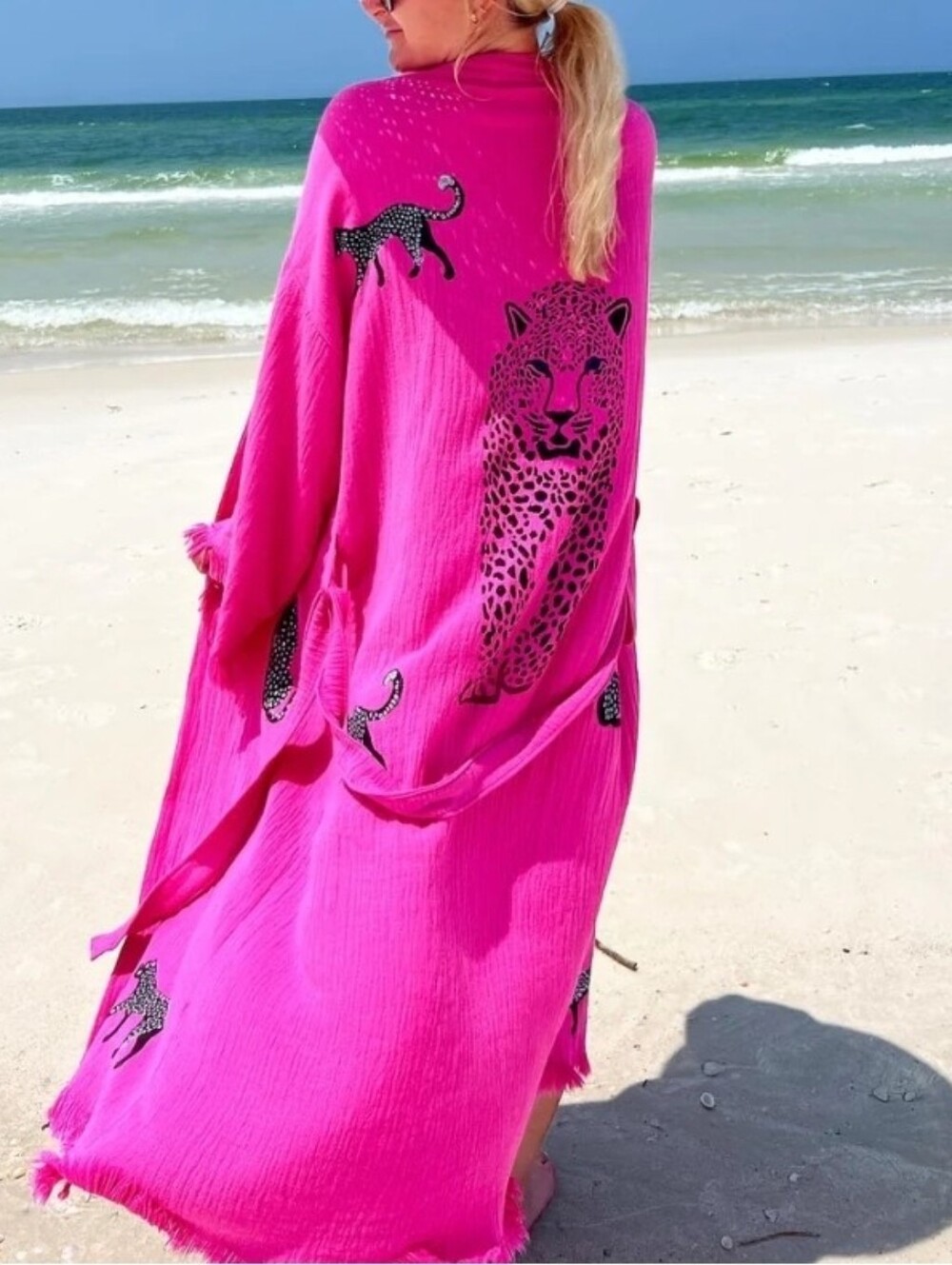 Karli Buxton Hot Pink/Fuschia Leopard Robe Kaftan